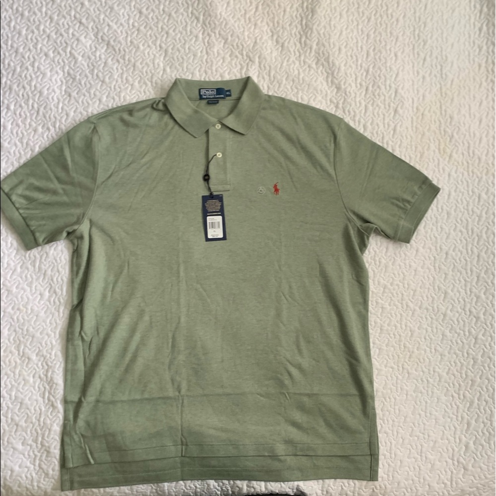 Short sleeve polo shirt, soft, light olive green